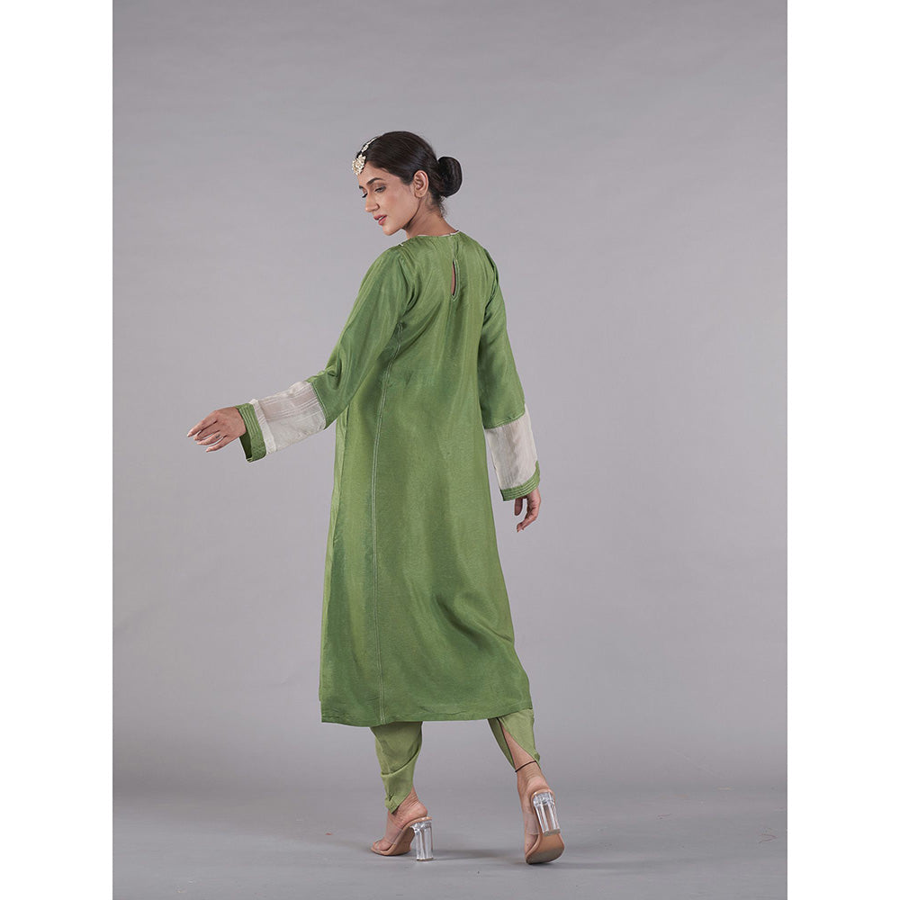 AFFROZ Gulnaaz Green A-line Kurta with Dhoti and Dupatta (Set of 3)