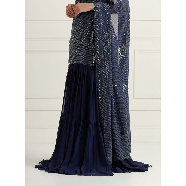 AFFROZ Layla Sequined Lehenga-Pre-Draped Saree with Stitched Blouse