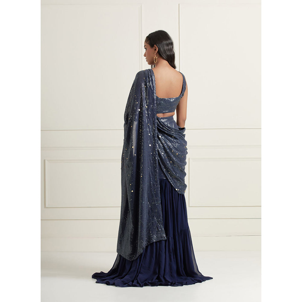 AFFROZ Layla Sequined Lehenga-Pre-Draped Saree with Stitched Blouse