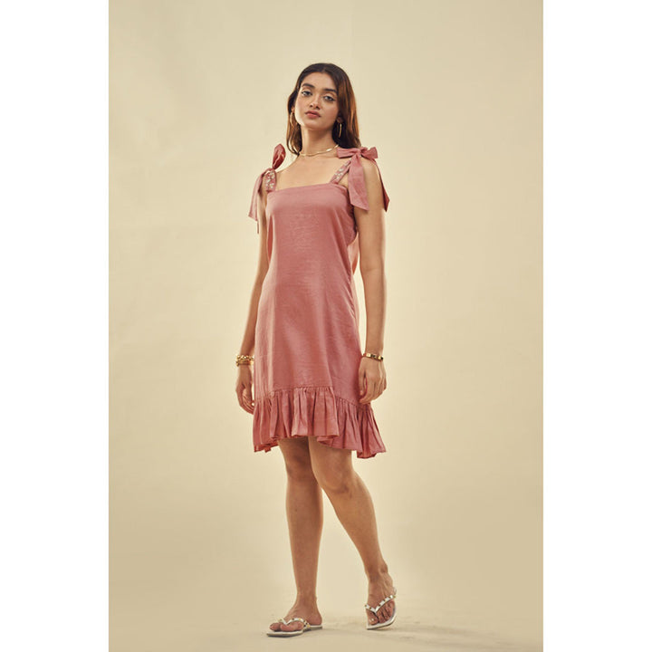 AFFROZ Summer Paradise Mauve Pink Mini Dress