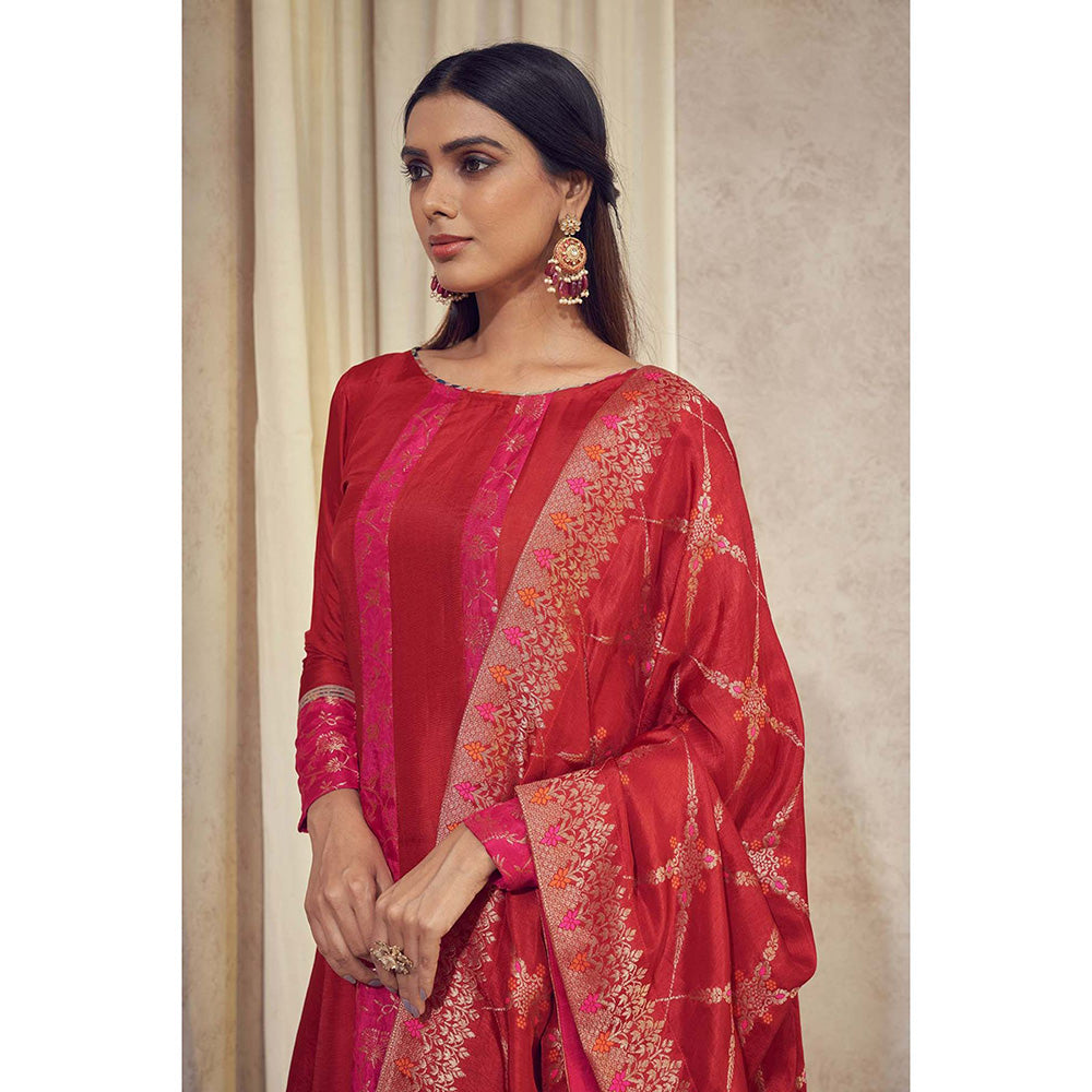 AFFROZ Tehzeeb Anarkali Kurta with Pant and Dupatta (Set of 3)