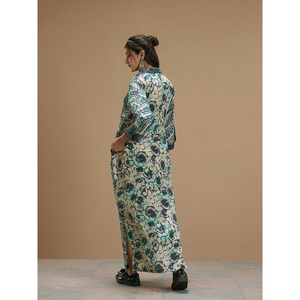 AFFROZ Taabir Green Color Printed Shift Dress