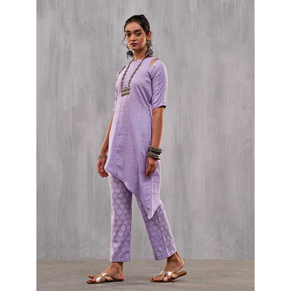 AFFROZ Ulfat Lavender Panelled Kurta & Trousers (Set of 2)