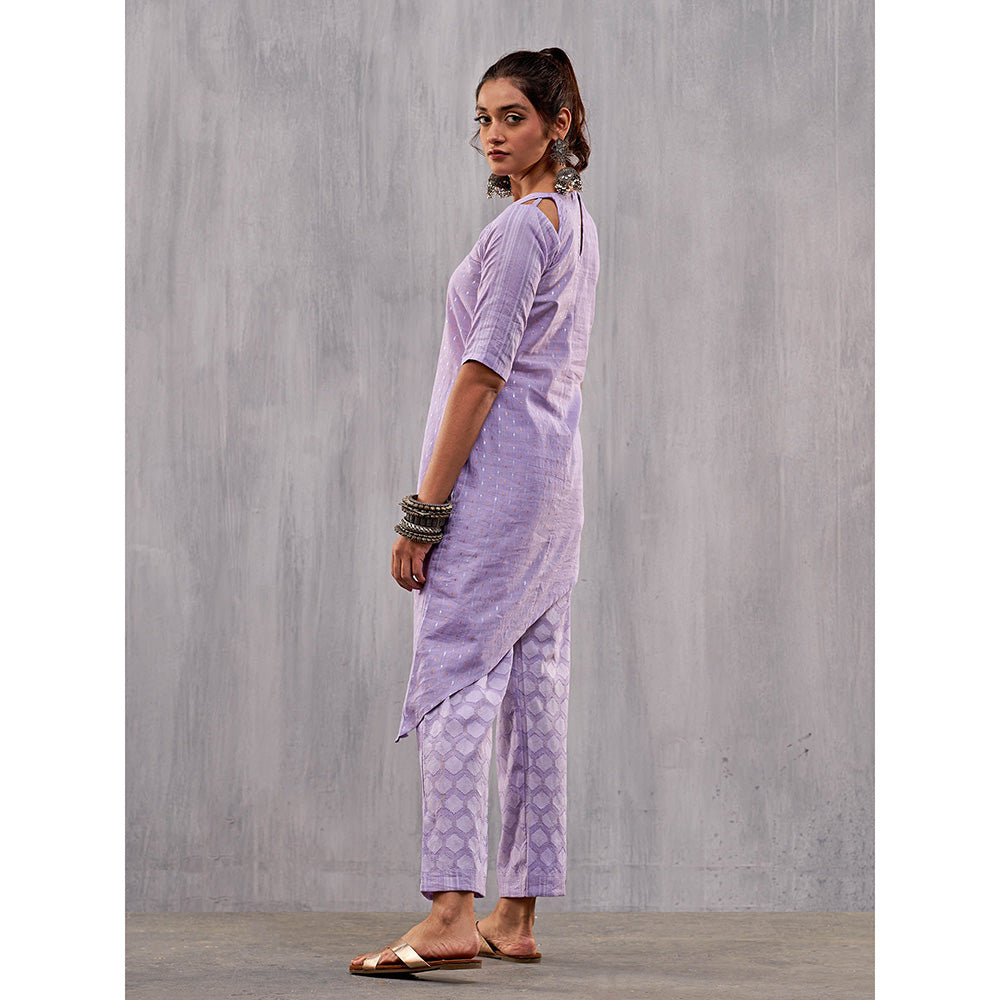 AFFROZ Ulfat Lavender Panelled Kurta & Trousers (Set of 2)