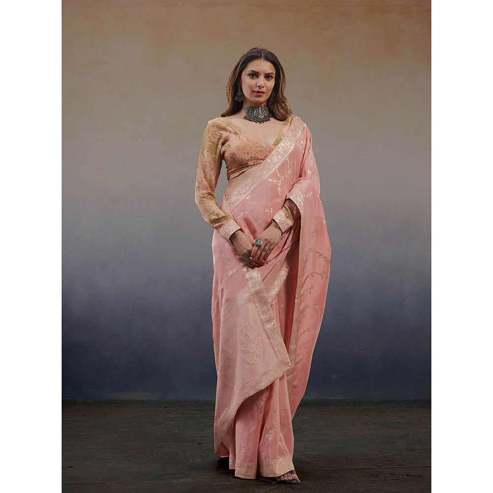 AFFROZ Noor Jacquard Saree with Stitched Blouse