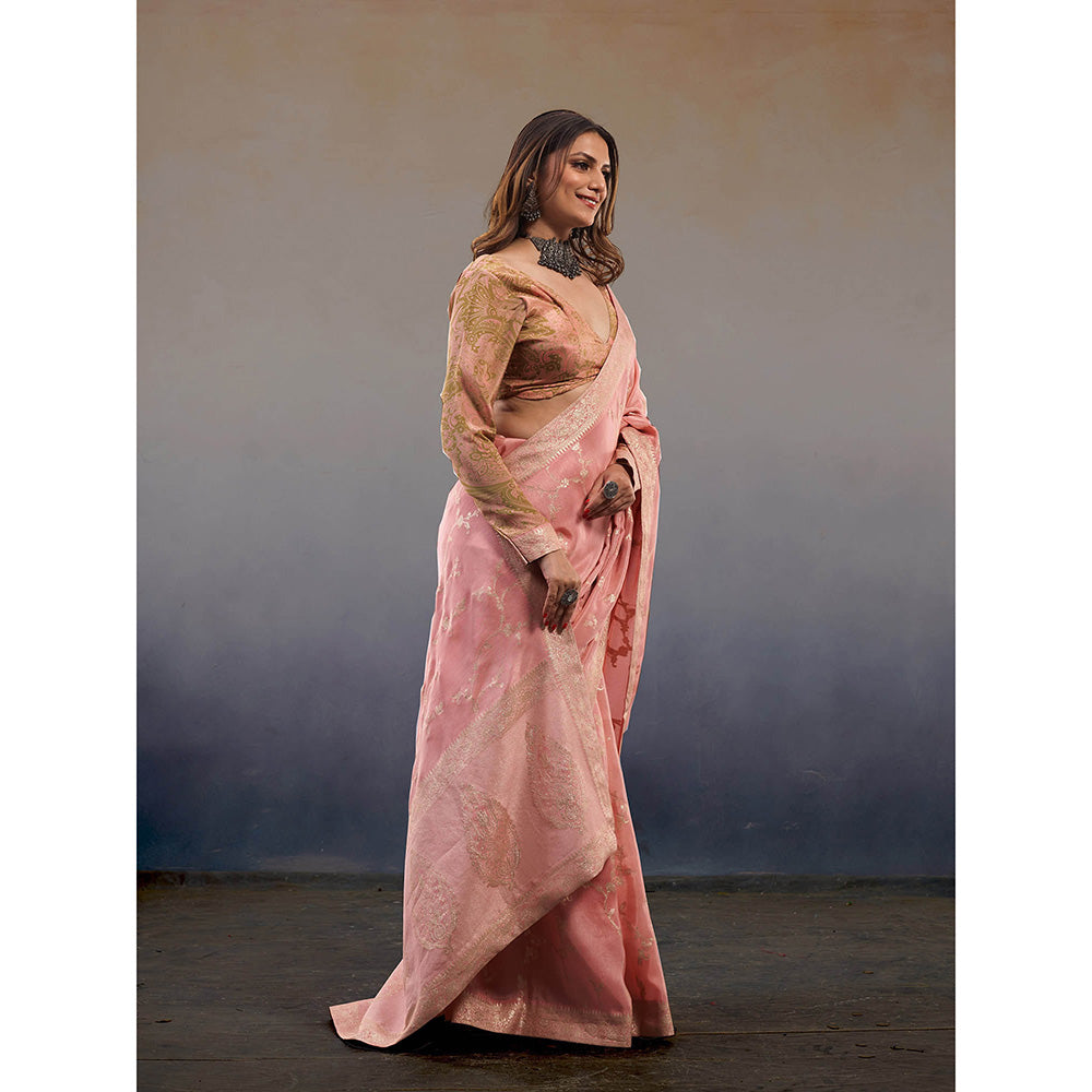 AFFROZ Noor Jacquard Saree with Stitched Blouse