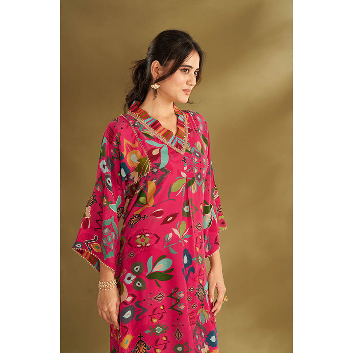 AFFROZ Pink Printed Kurta With Pant (Set of 2)