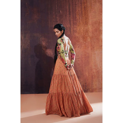 AFFROZ Moss Green Floral Printed Lehenga Set