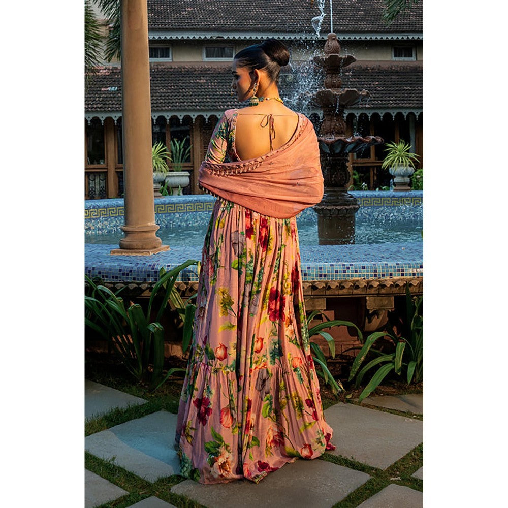 AFFROZ Dusty Rose Gathered Lehenga Set