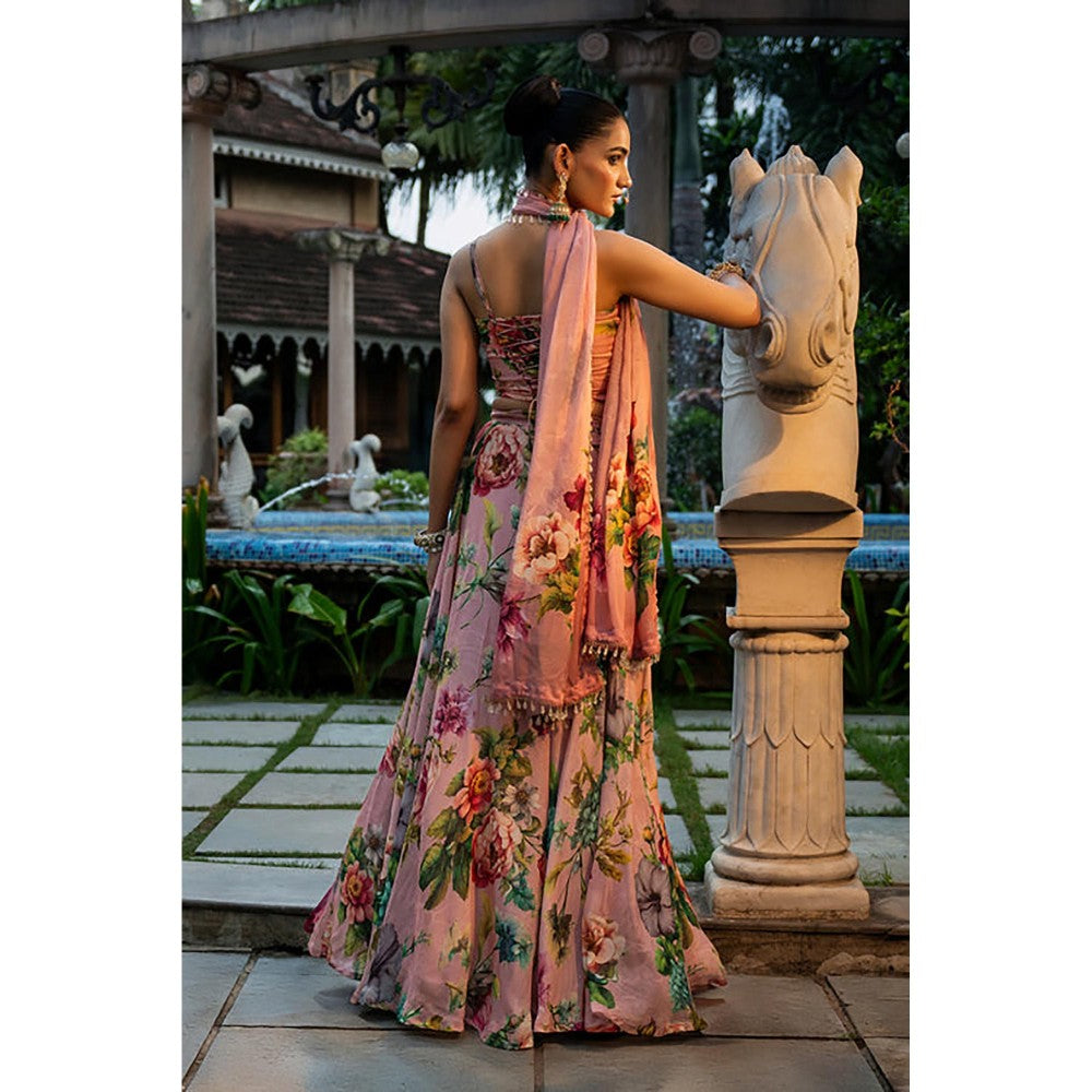 AFFROZ Dusty Rose Corset Lehenga Set