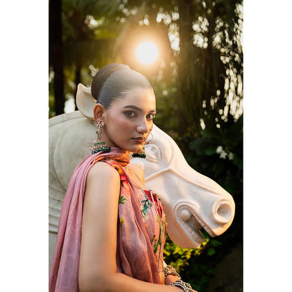 AFFROZ Dusty Rose Corset Lehenga Set