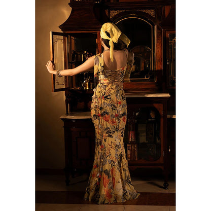 AFFROZ Misted Yellow Godet Skirt Set