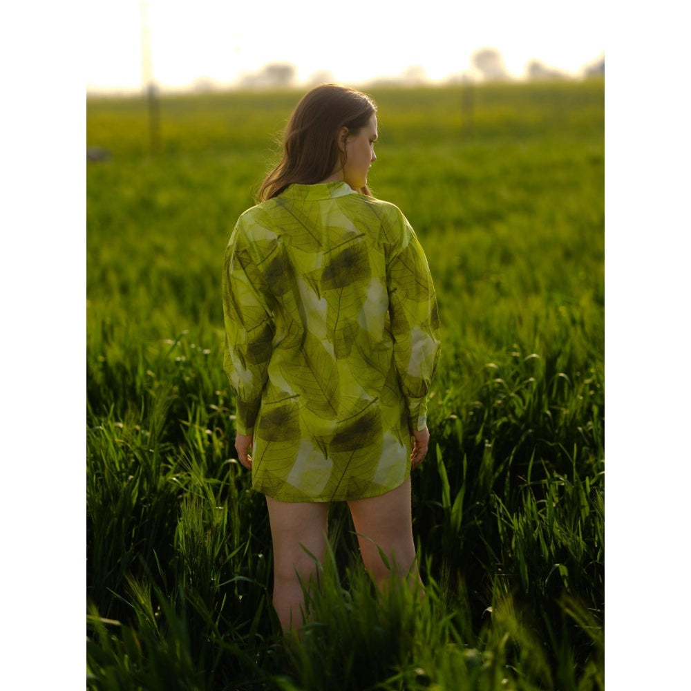 AFRIYA Women Fern Long Green Shirt