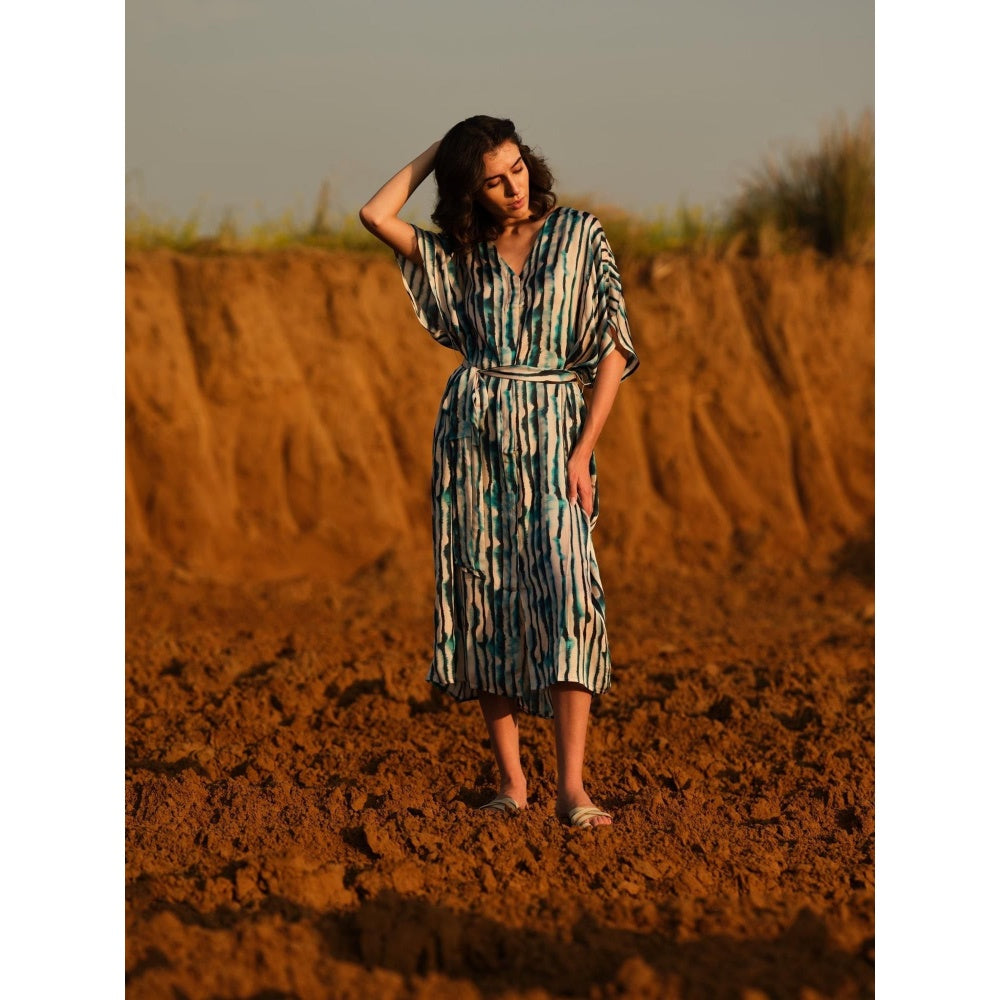 AFRIYA Indigo Stripes Kaftan Dress