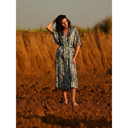 AFRIYA Indigo Stripes Kaftan Dress