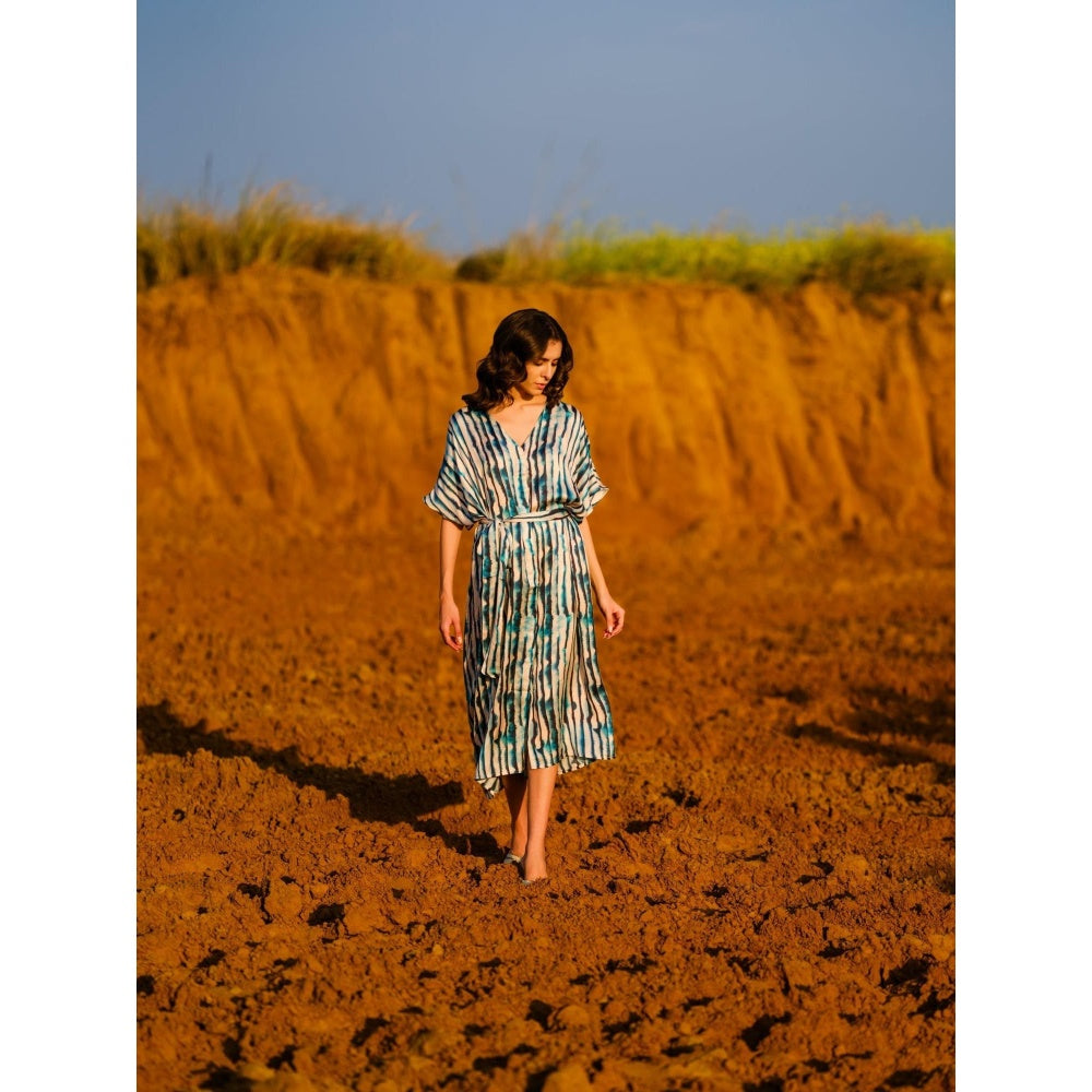 AFRIYA Indigo Stripes Kaftan Dress