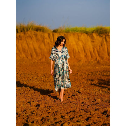 AFRIYA Indigo Stripes Kaftan Dress