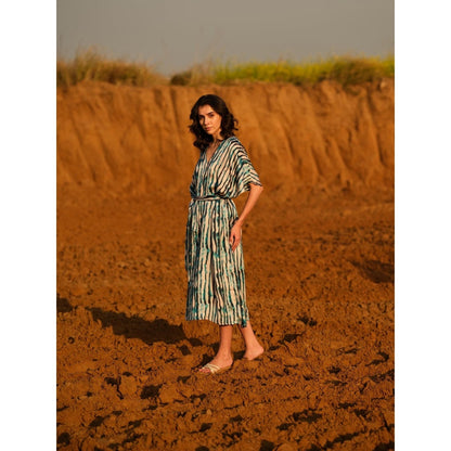 AFRIYA Indigo Stripes Kaftan Dress