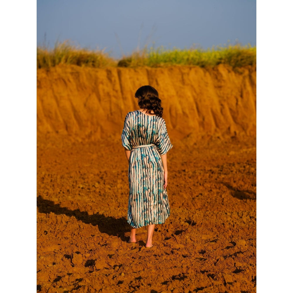 AFRIYA Indigo Stripes Kaftan Dress