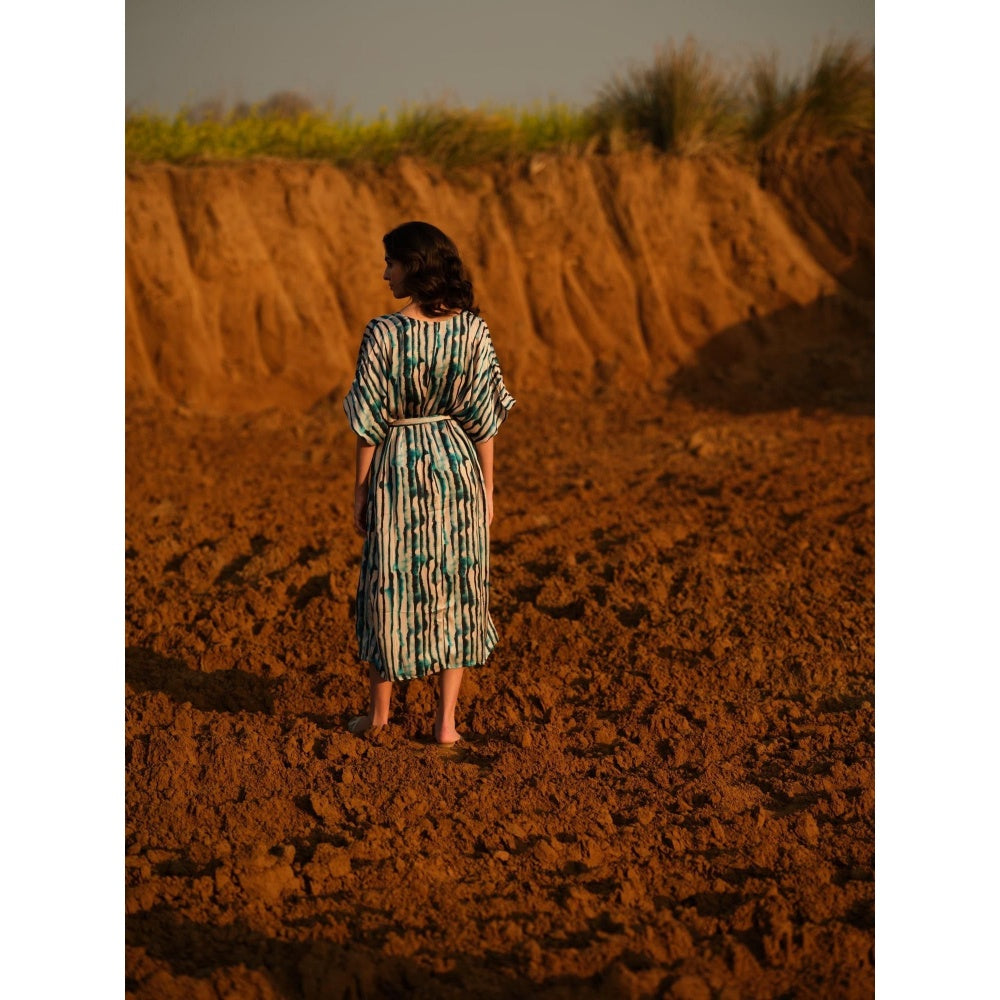 AFRIYA Indigo Stripes Kaftan Dress
