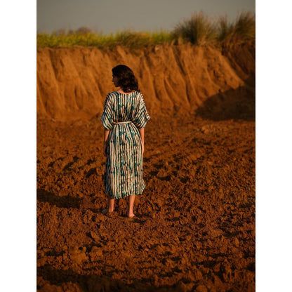 AFRIYA Indigo Stripes Kaftan Dress