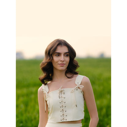 AFRIYA White Floral Printed Crop Top and Skirt Co-Ord
