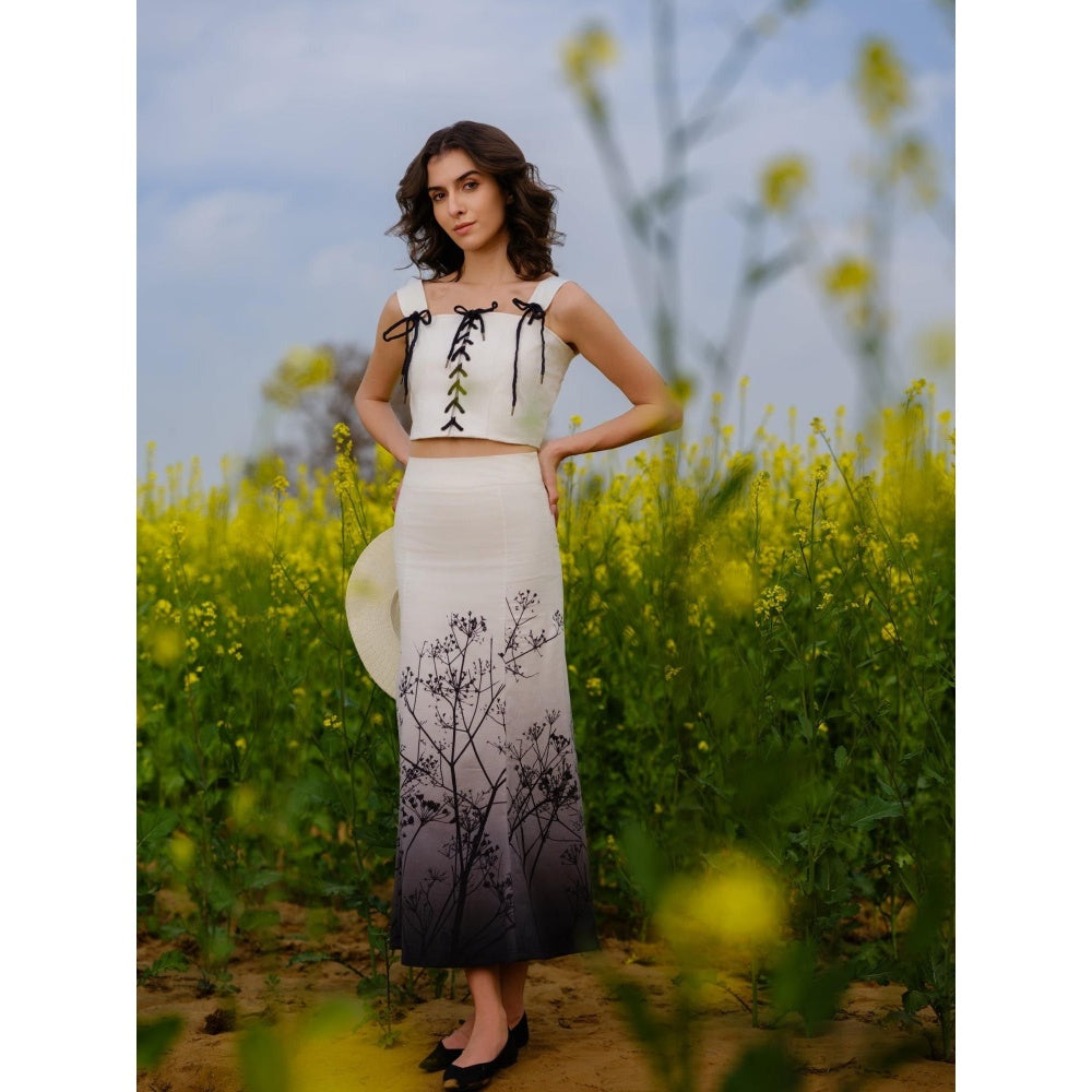AFRIYA Monochrome Meadow Crop Top and Skirt Co-Ord