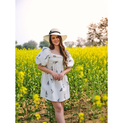 AFRIYA Monochrome Fern Short Bow Dress