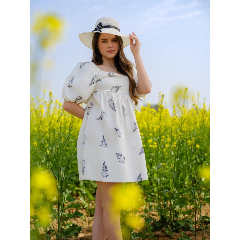AFRIYA Monochrome Fern Short Bow Dress