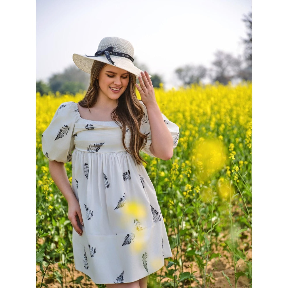 AFRIYA Monochrome Fern Short Bow Dress
