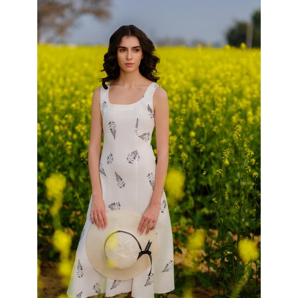 AFRIYA Monochrome Ferns Midi Dress