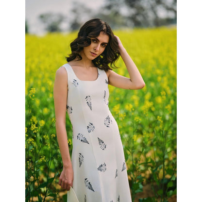 AFRIYA Monochrome Ferns Midi Dress