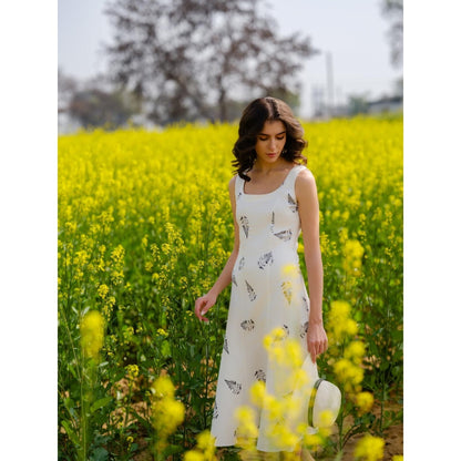 AFRIYA Monochrome Ferns Midi Dress