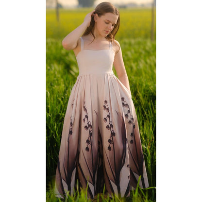 AFRIYA Peach Lilies Meadow Long Dress