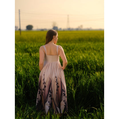 AFRIYA Peach Lilies Meadow Long Dress