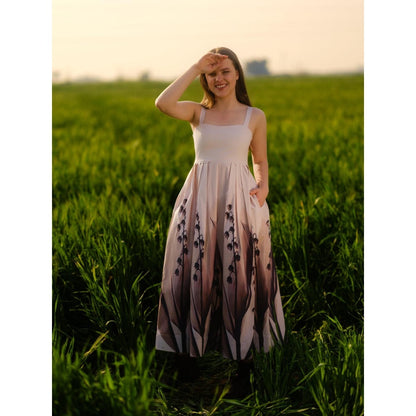 AFRIYA Peach Lilies Meadow Long Dress