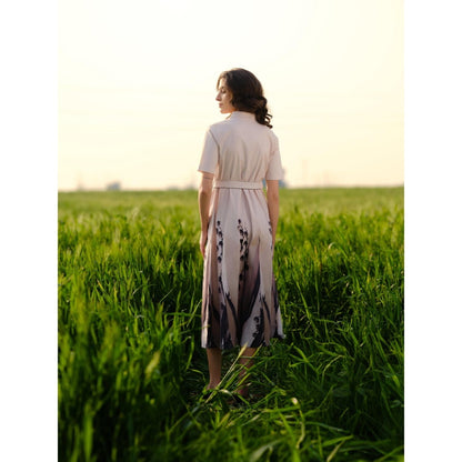 AFRIYA Peach Lilies Meadow Flared Dress