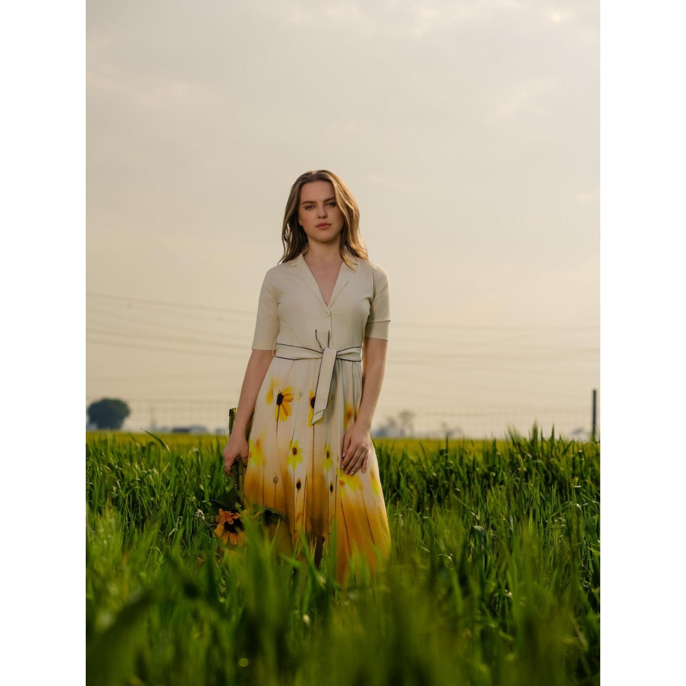 AFRIYA Yellow Meadow Floral Midi Dress
