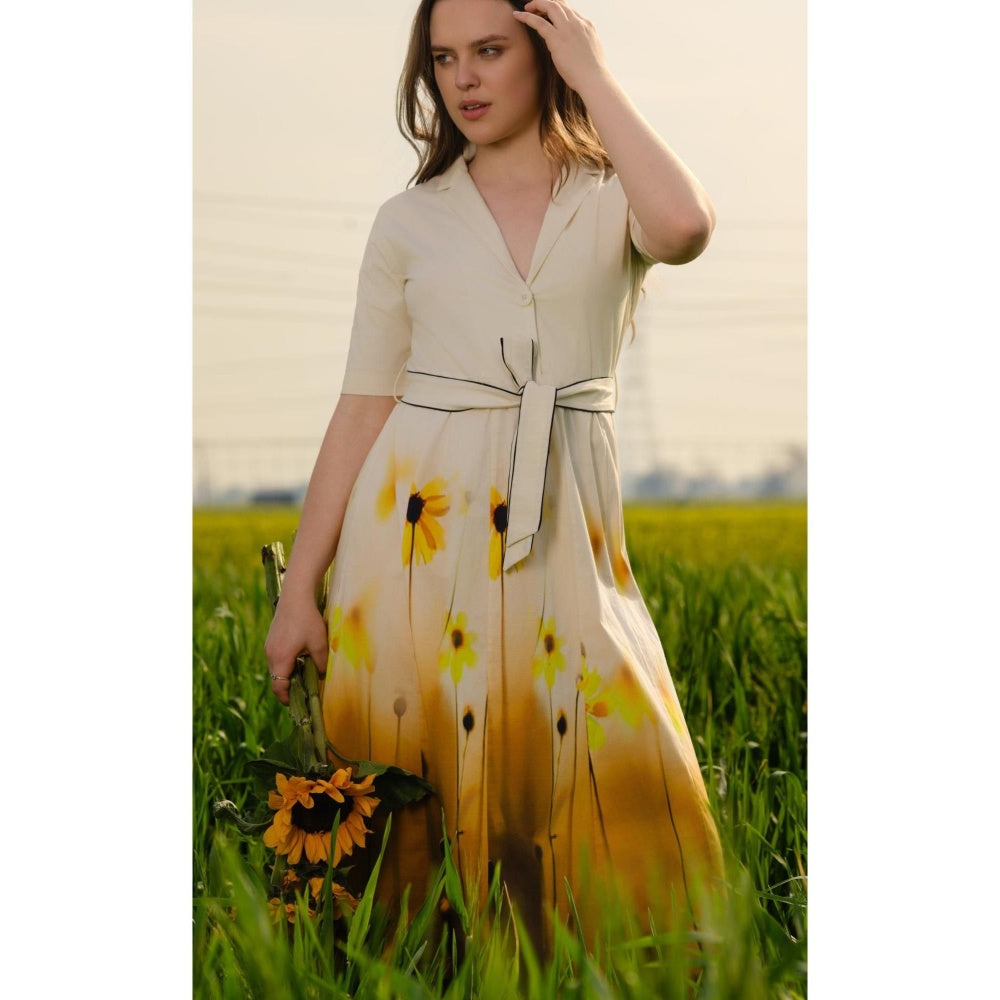 AFRIYA Yellow Meadow Floral Midi Dress