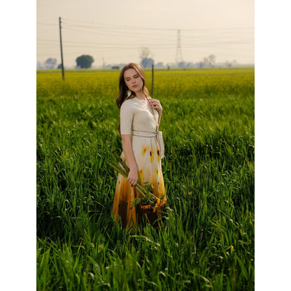 AFRIYA Yellow Meadow Floral Midi Dress
