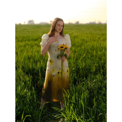AFRIYA Yellow Meadow Midi Bodycon Dress