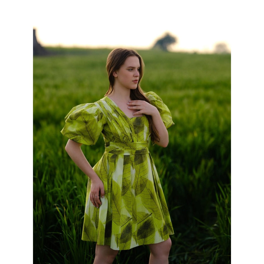 AFRIYA Green Ferns Short Dress