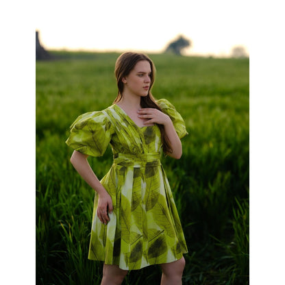 AFRIYA Green Ferns Short Dress