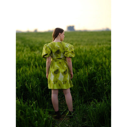 AFRIYA Green Ferns Short Dress