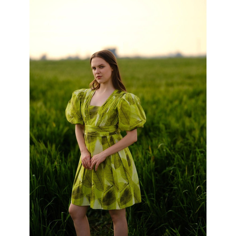 AFRIYA Green Ferns Short Dress