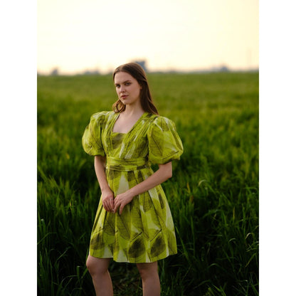 AFRIYA Green Ferns Short Dress