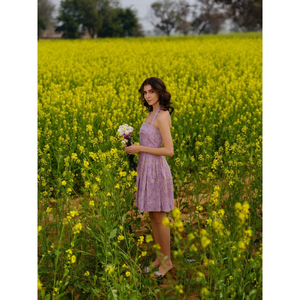AFRIYA Lavender Meadow Short Dress
