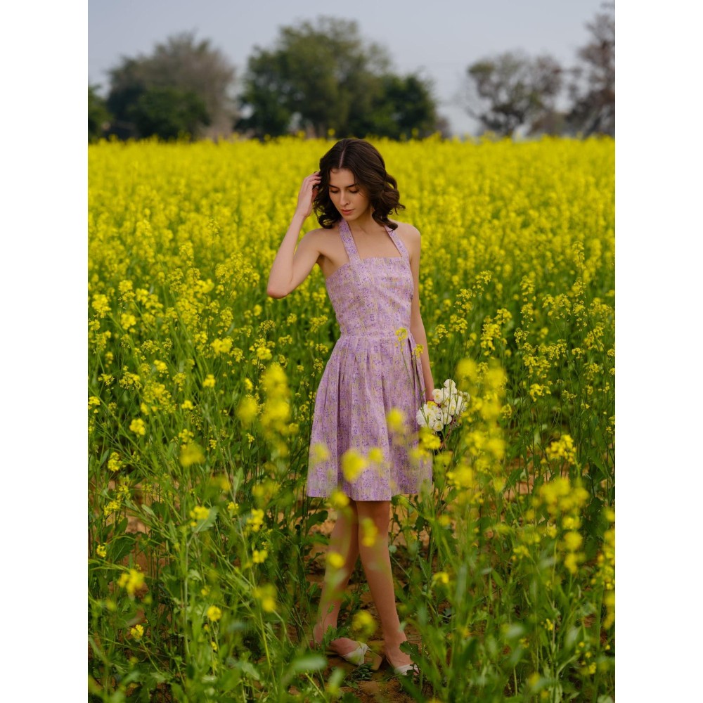 AFRIYA Lavender Meadow Short Dress