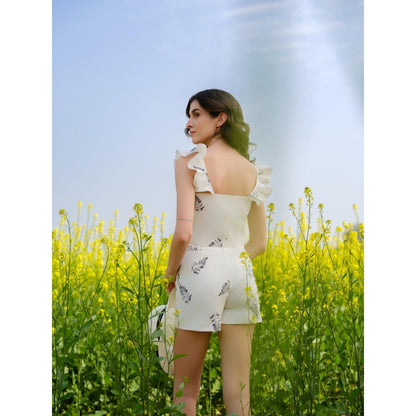 AFRIYA Monochrome Fern Pure Cotton Printed Crop Top