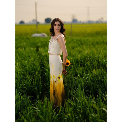 AFRIYA Cream Meadow Corset Crop Top